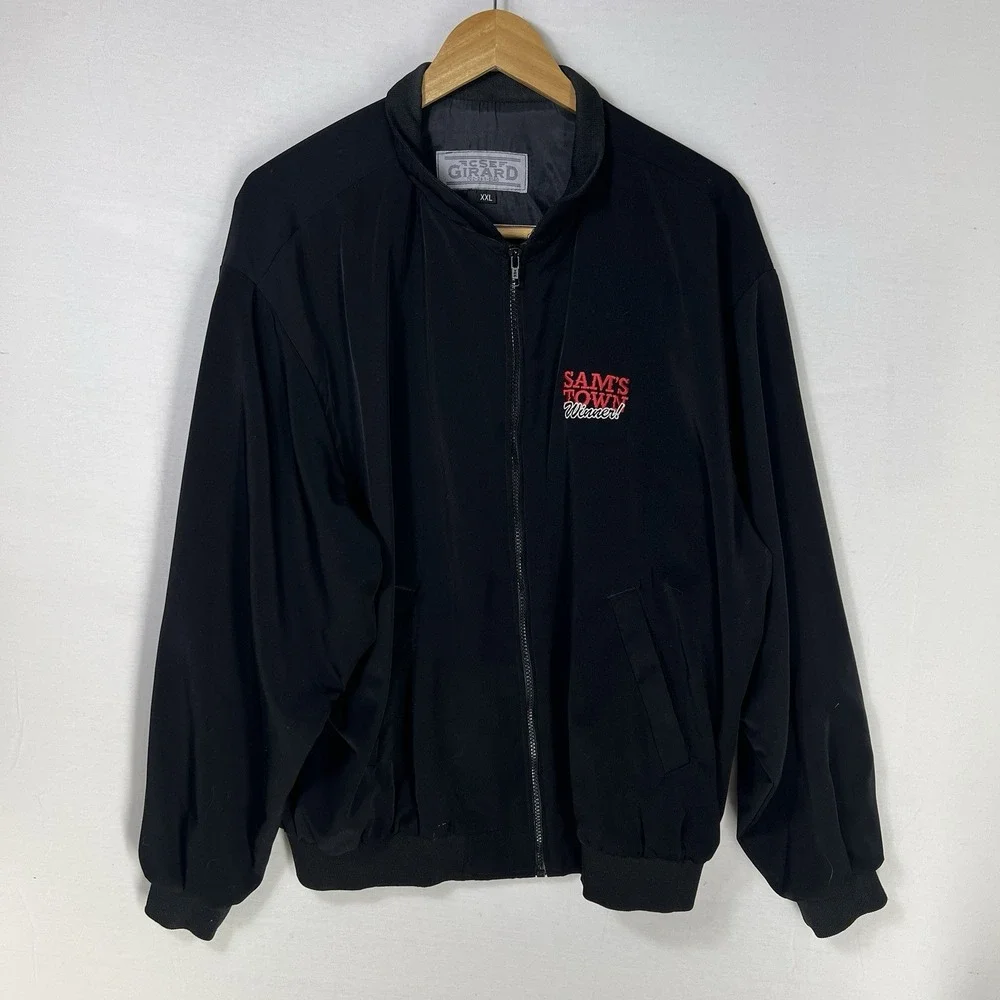 Vintage Las Vegas Jacket XXL Black Embroidered Casino Bomber Full Zip
